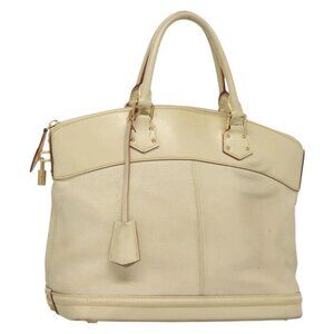 LOUIS VUITTON Suhari Lockit MM Hand Bag Leather White M91874 LV Auth sw1347